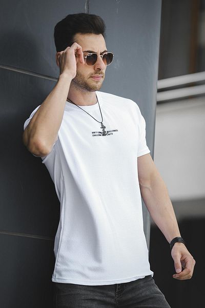 Oksit Ανδρικό μπλουζάκι Ft Dont Limit Printed Waffle Crew Neck Lycra Slim Fit