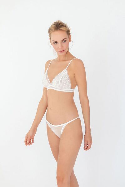 Hays Tül - Dantel Detay Külot - EKRU