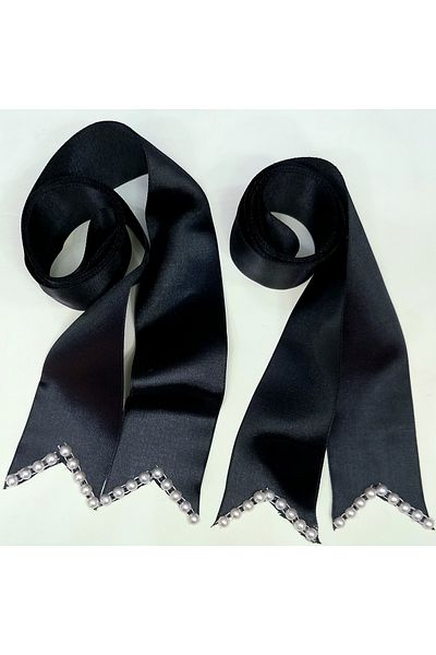 Hobigram Black Plain Pearl Jewelry Ribbon, Bride Groom Wedding Henna Night Width 6 cm Length 2 Meters