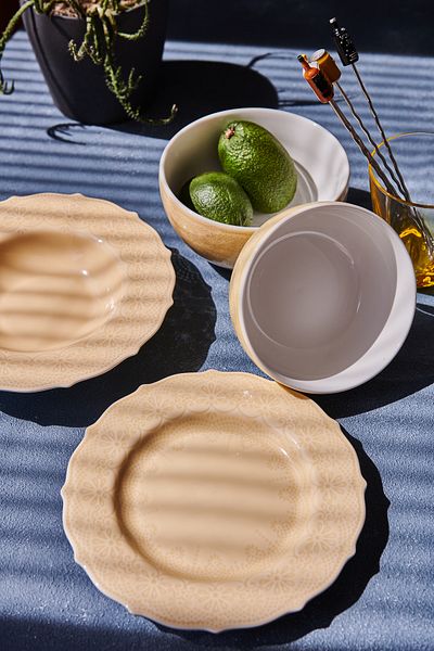 KANCAEV Lace Collection Soup Plate, 22cm. Yellow Sold as a Set of 2.