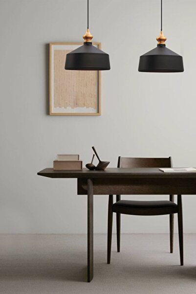 Bamyum Ikili Köşeli Circle Siyah Sarkıt Lamba Yemek Masası Oturma Odası Mutfak Salon Otel Showroom