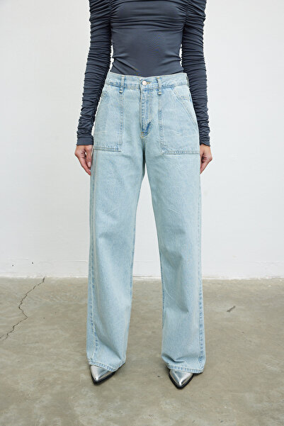 VATKALI Blugi cu buzunar cu talie înaltă