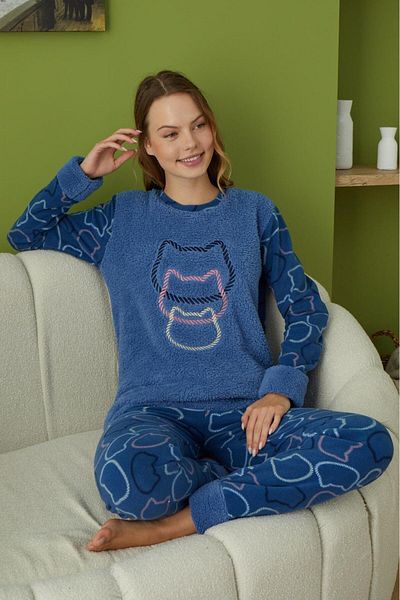 PİJAMOOD Pijamood 6011 Navy Blue Women's Pajama Set