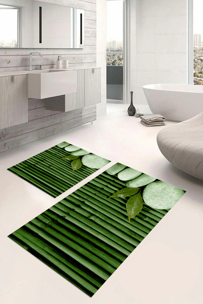 Napoli Home Set de covoraș de baie cu model de piatră, imprimat digital, lava...