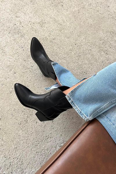 STRASWANS Jenson Women's Genuine Leather Heeled Leather Boots Black