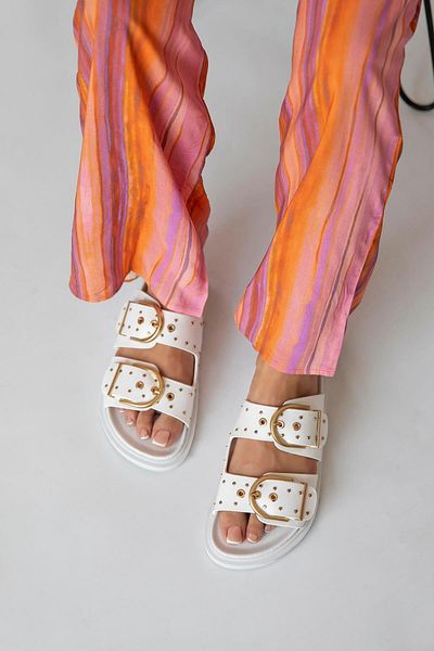 STRASWANS Pella White Women's Slippers - Daily Comfort, Drop Detailed