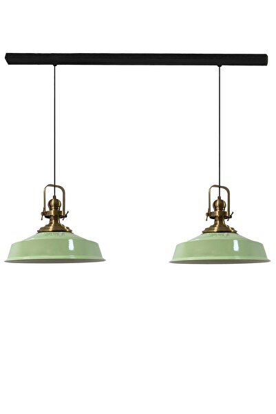 Bamyum Mint Yeşil Asaletli Ikili Avize Eskitme Başlık Retro Sarkıt Lamba Mutfak Salon Kafe Avizeleri
