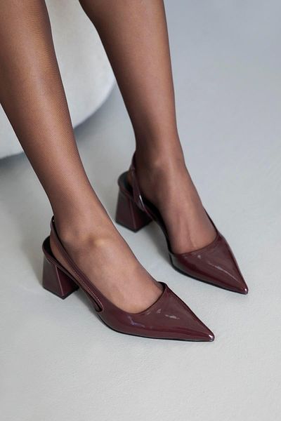 STRASWANS Pantofi cu toc din piele lăcuită Luan Roșu Claret