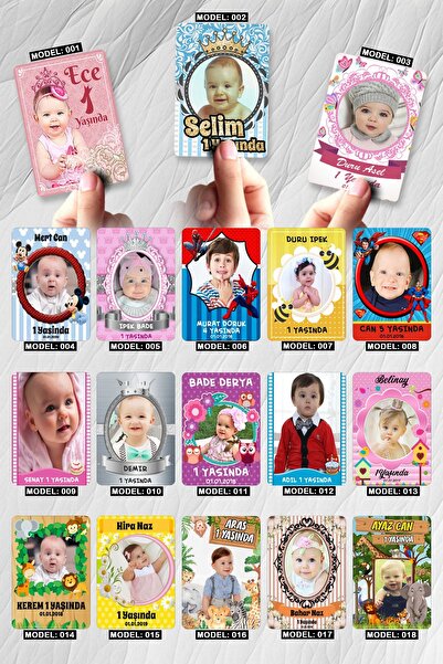 CiciMagnet 99 Farklı Model 1 Yaş Doğum Günü Bebek Magnetleri (8x6 cm 15 Adet)