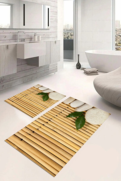 Napoli Home Set de covoraș de baie cu model de piatră, imprimat digital, lava...