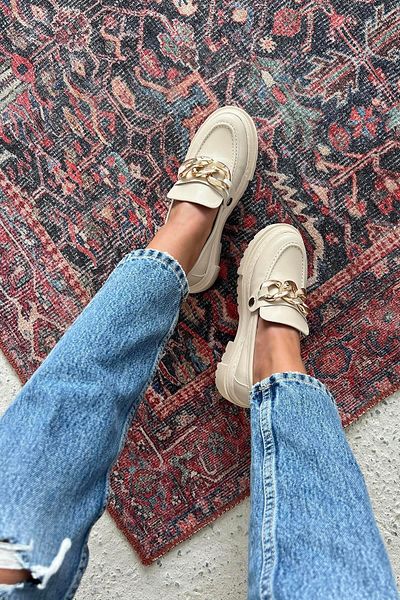 STRASWANS Rens Women's Thick Sole Leather Loafer Shoes Beige
