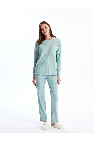 LC Waikiki Set de pijamale pentru damă cu textura Lcw Crew Neck
