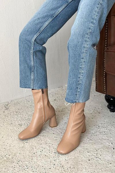 STRASWANS Beck Women's Blunt Stretch Leather Boots Tan