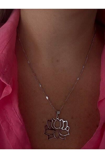 bijutericim قلادة زهرة اللوتس الفولاذية