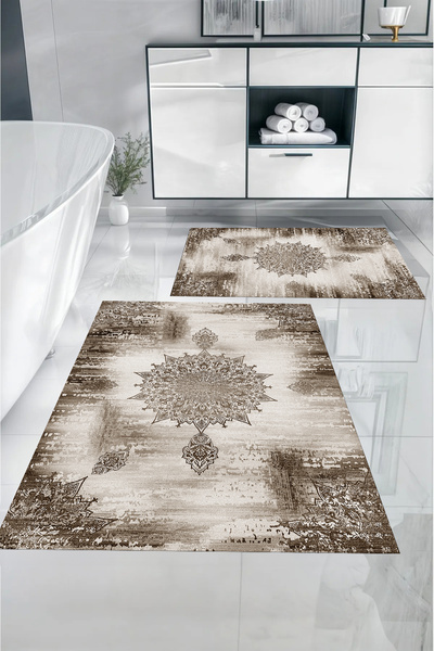 Napoli Home Σετ τουαλέτας με ψάθα μπάνιου με ψηφιακή εκτύπωση, που πλένεται, ...