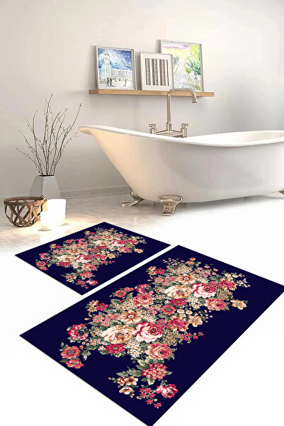 Napoli Home Σετ τουαλέτας με ψηφιακή εκτύπωση, πλενόμενο, πολύχρωμο μοτίβο λουλουδιών