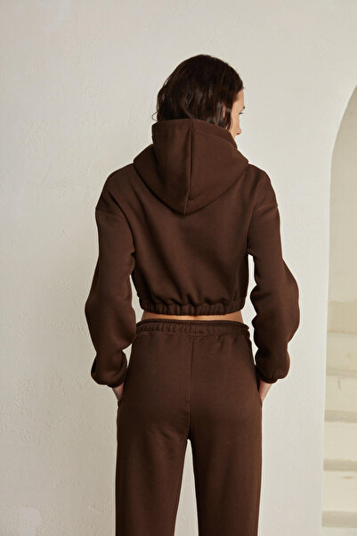 VATKALI Embroidered Cropped Sweatshirt Brown