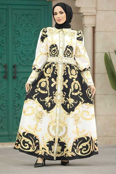 WellWay Rochie din stofă Atlas (curea inclusă)-Galben NHN98