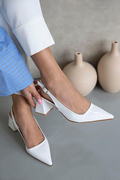 STRASWANS Stefan Women's Patent Leather Heeled Shoes White
