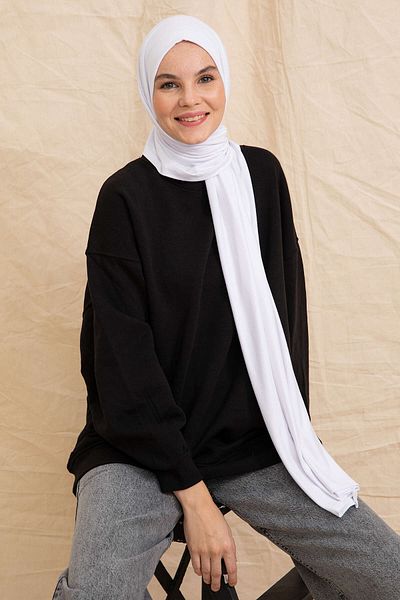 PURESCARFS شال قطني أبيض ممشط