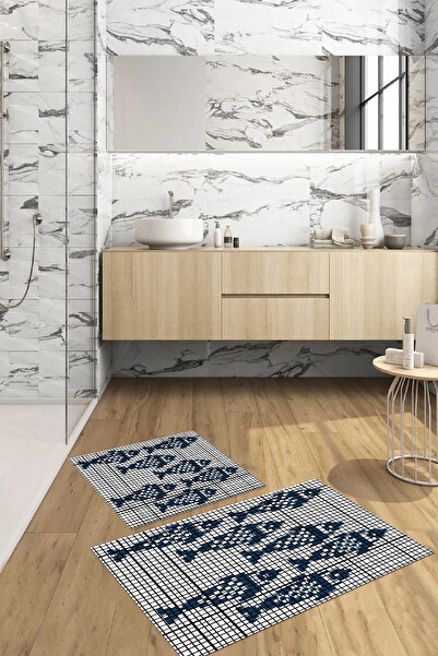 Napoli Home Σετ τουαλέτας με ψηφιακή εκτύπωση, αντιολισθητική βάση, μοντέλο ψαριού, χαλάκι μπάνιου