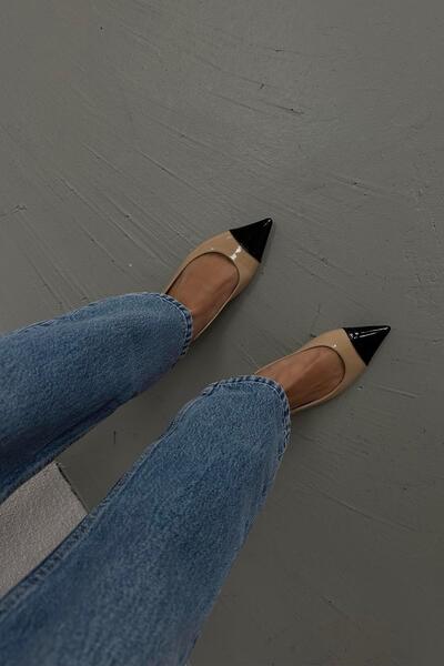 STRASWANS Wanda Women's Heeled Patent Leather Shoes Tan-Black