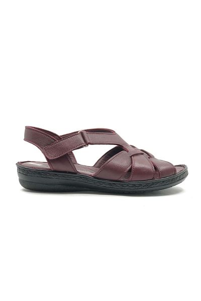 Kids Club Shoes Ayakdaş 100% piele naturală, complet ortopedică, cu talpă, sandale pentru femei, roșu Claret