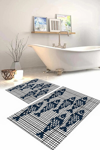 Napoli Home Σετ τουαλέτας με ψηφιακή εκτύπωση, αντιολισθητική βάση, μοντέλο ψαριού, χαλάκι μπάνιου