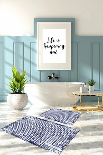 Napoli Home Σετ τουαλέτας με ψηφιακή εκτύπωση, πλενόμενο, με τετράγωνο σχέδιο, με λεπτομέρεια για το μπάνιο