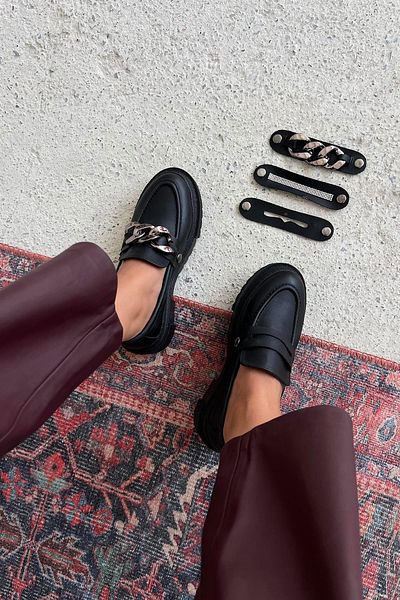 STRASWANS Rens Women's Thick Sole Leather Loafer Shoes Black