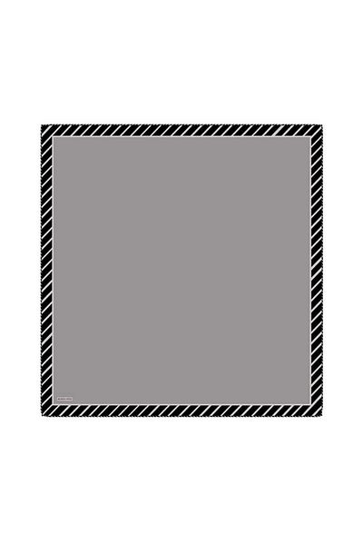 Bursa İpek Dark Gray Line Pattern Twill Silk Scarf