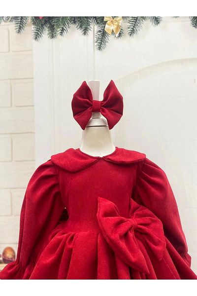 Nissa Red Baby Girl's Dress with Collar