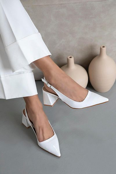 STRASWANS Stefan Women's Patent Leather Heeled Shoes White