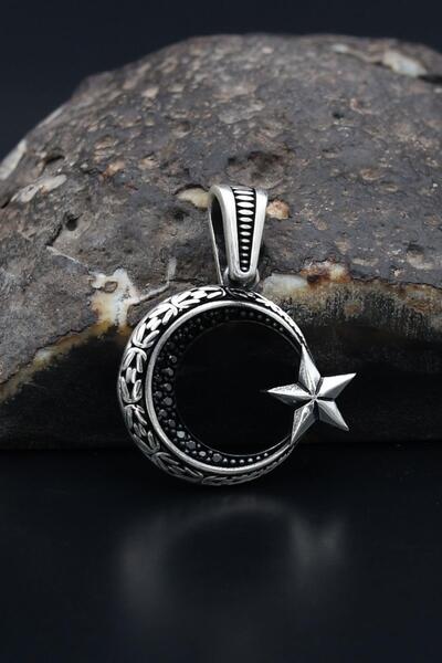 Prestige Kolye Ucu 925 Ayar Gümüş Ay Yıldızlı (AYYILDIZLI) Kral Zincir Desenli 901179