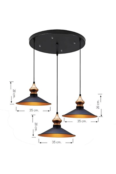 Bamyum Üçlü Salon Circle Siyah Sarkıt Lamba Yemek Masası Oturma Odası Mutfak Salon Otel Showroom