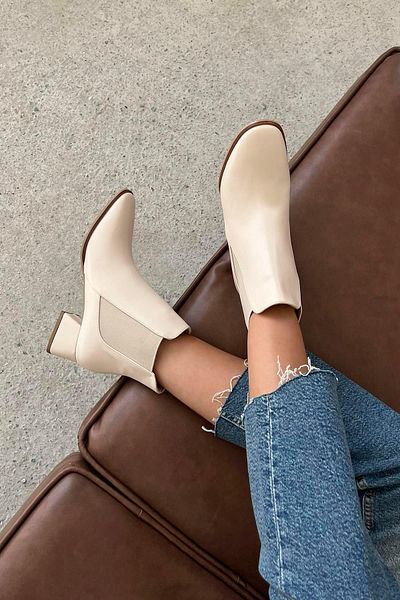 STRASWANS Gomez Women's Daily Rubber Detailed Heeled Leather Boots Beige