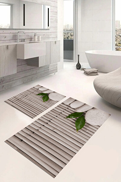 Napoli Home Set de covoraș de baie cu model de piatră, imprimat digital, lava...