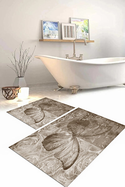 Napoli Home Σετ τουαλέτας με ψάθα μπάνιου με ψηφιακή εκτύπωση, πλενόμενο, πολύχρωμο μοντέλο πεταλούδας