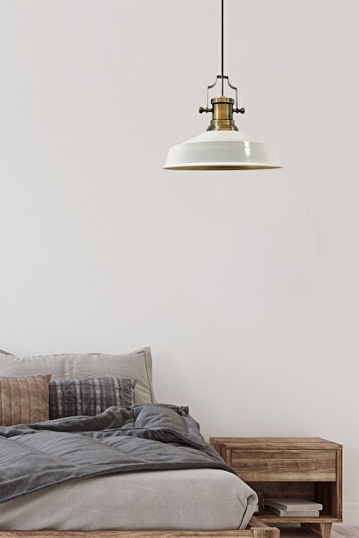 Bamyum Beyaz Asaletli Eskitme Başlık Retro Sarkıt Lamba Restoran Salon Aydınlatma