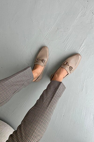 STRASWANS Dominic Women's Buckle Detail Genuine Leather Ballerina Mink