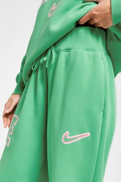 Nike Phoenix Fleece High Waisted Loose Fit Sweatpant Oversize Eşofman Altı Yeşil