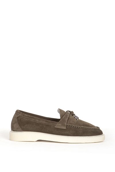 Dericlub Loafer de damă din piele de căprioară kaki - cu ciucuri, masculin 2502
