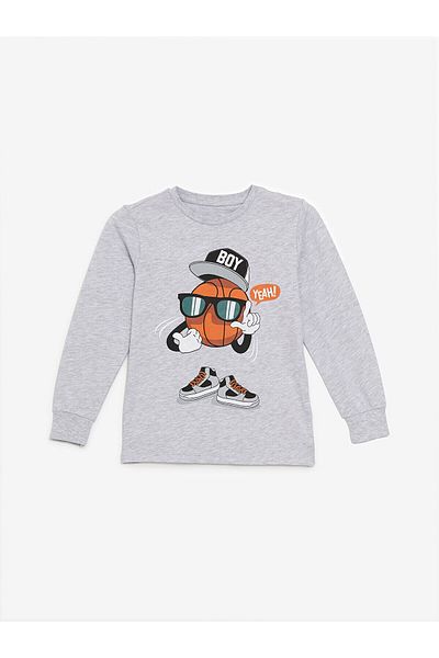 LC Waikiki Lcw Crew Neck Printed Long Sleeve Boy's Pajamas Set