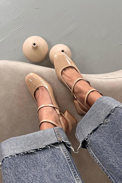 STRASWANS Viola Women's Heeled Patent Leather Shoes Tan