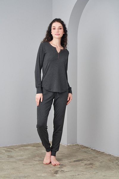 PJS 24591 Anthracite Women's Soft Pajama Set