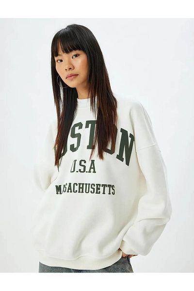 Koton Ecru Women's Sweatshirt - 5Wal10170Ik Model