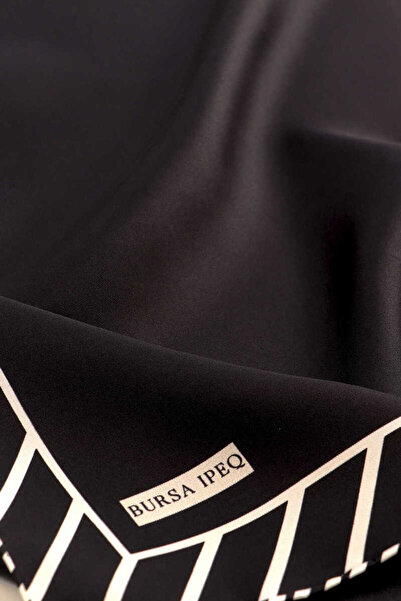 Bursa İpek Μαύρη γραμμή μοτίβο Twill μεταξωτό κασκόλ