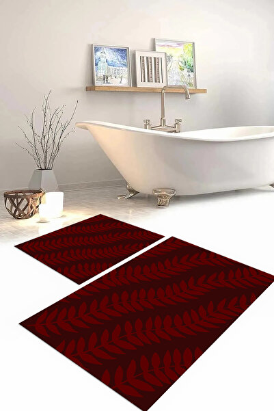 Napoli Home Set de covoraș de baie cu model de frunze, lavabil, imprimat digi...