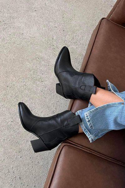 STRASWANS Jenson Women's Genuine Leather Heeled Leather Boots Black