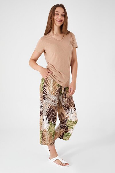 Arnetta Vizon Renk Kadın Kapri Şort Takım